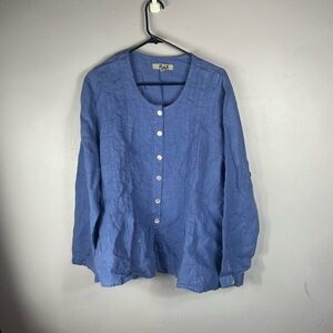 Flax Sky Blue Linen Top